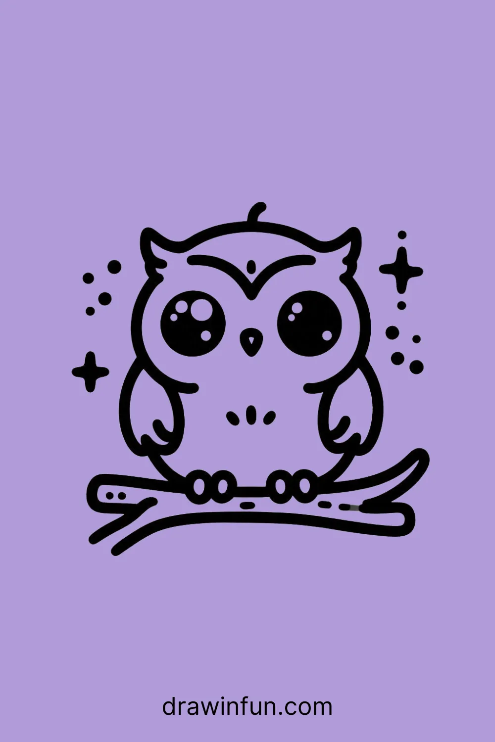 Owl on a Branch easy drawing