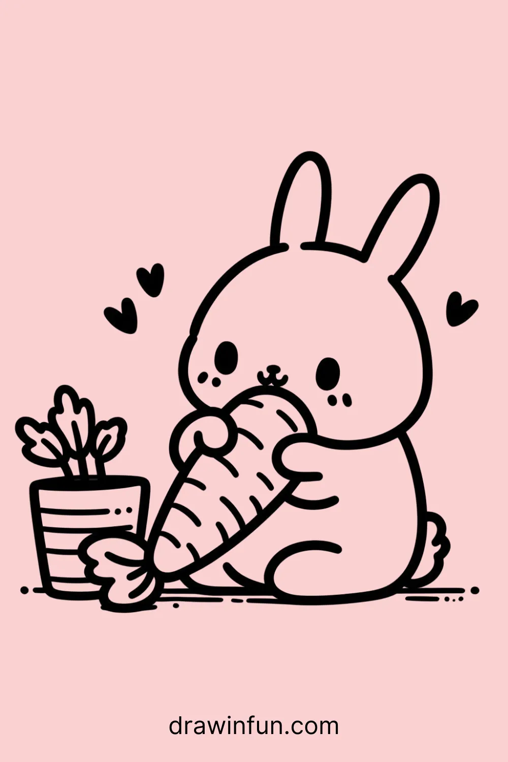 Rabbit Eating a Carrot easy drawing