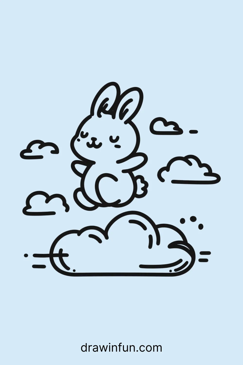 Rabbit Hopping on a Cloud easy drawing