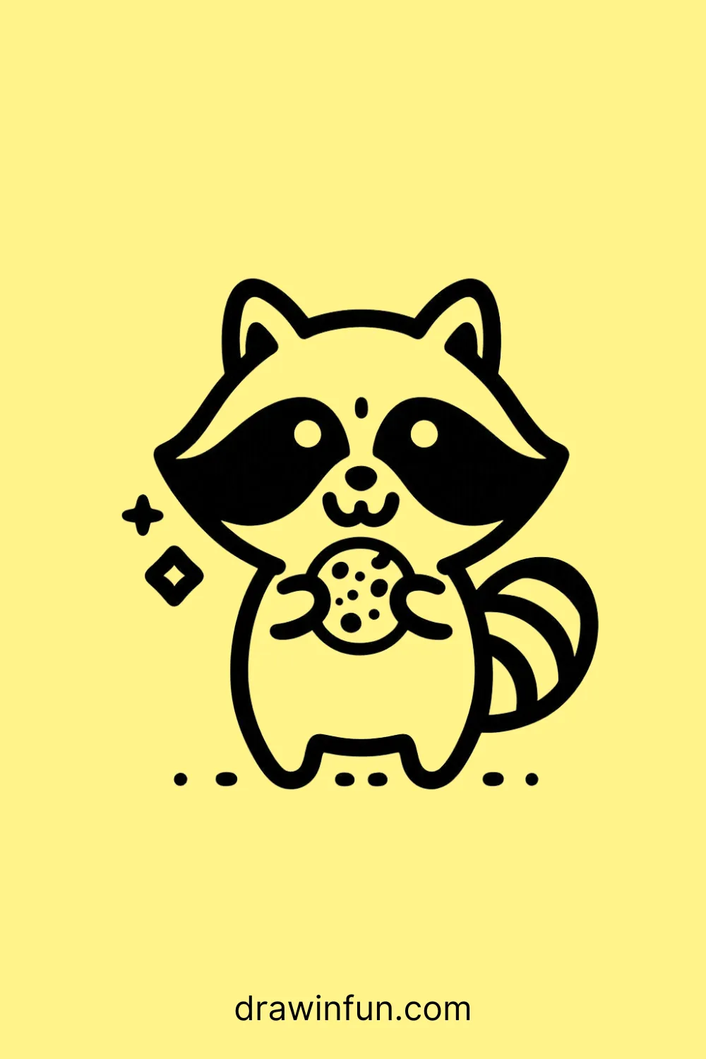 Raccoon holding a small cookie easy drawing