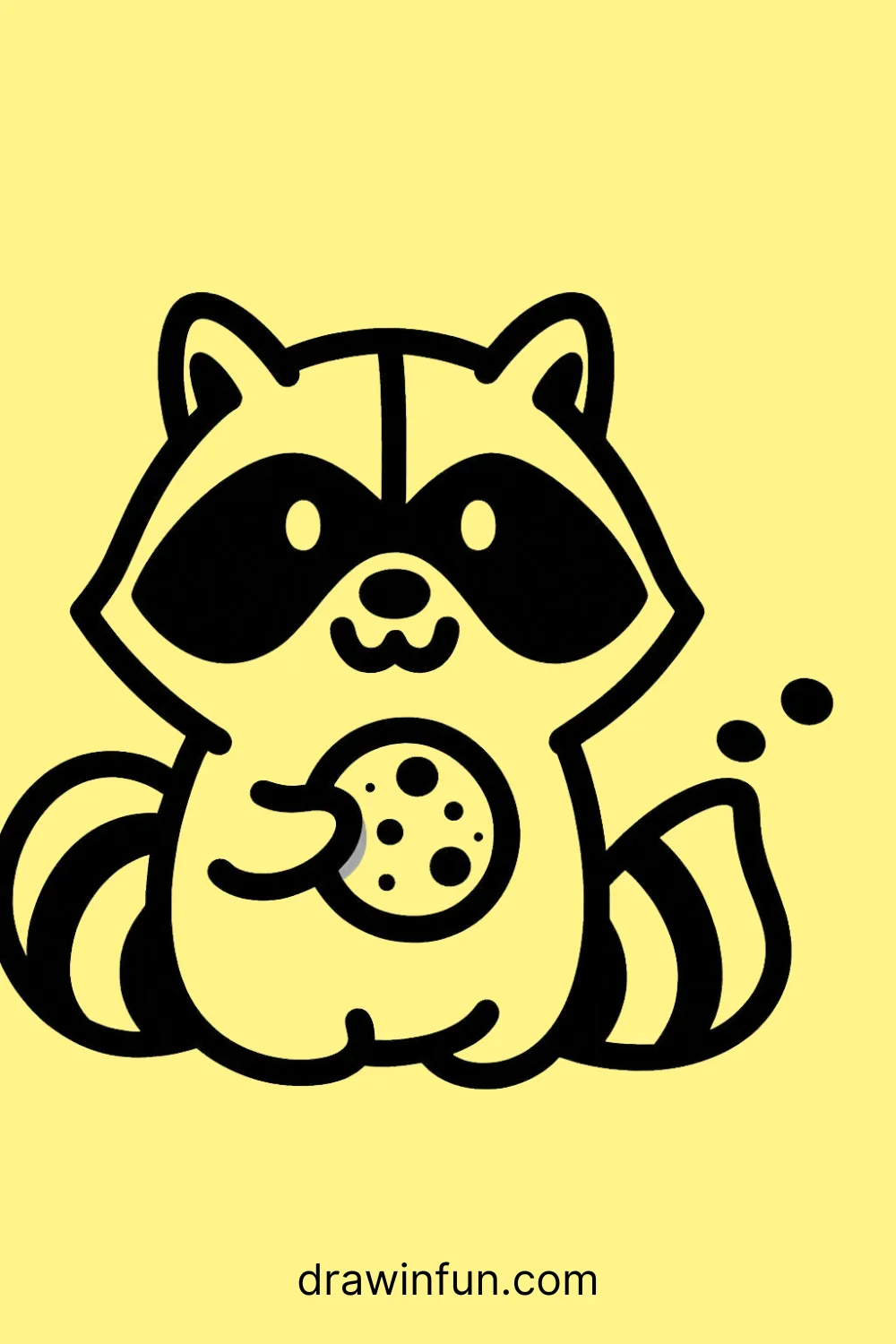 Raccoon holding a small cookie easy drawing