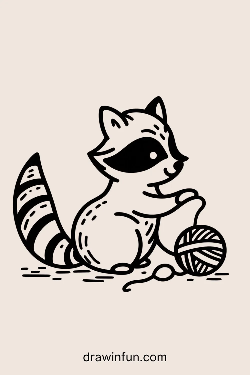 Raccoon playing easy drawing