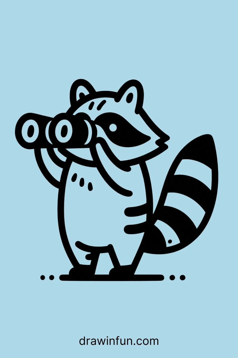 Raccoon with a pair of binoculars easy drawing