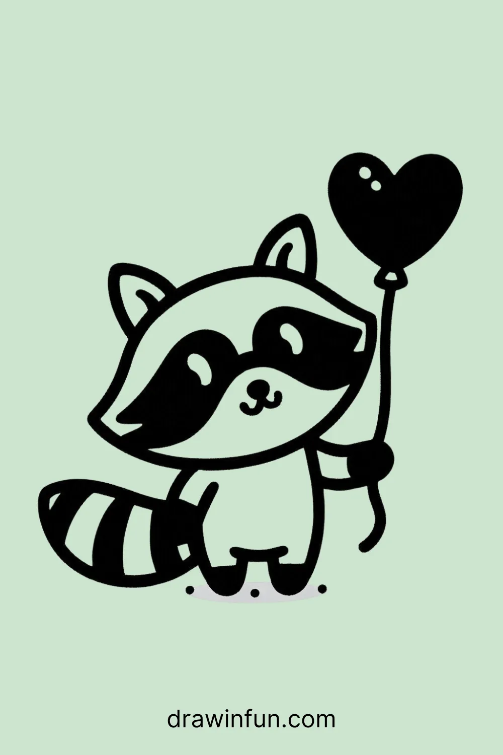 Raccoon with a small balloon easy drawing