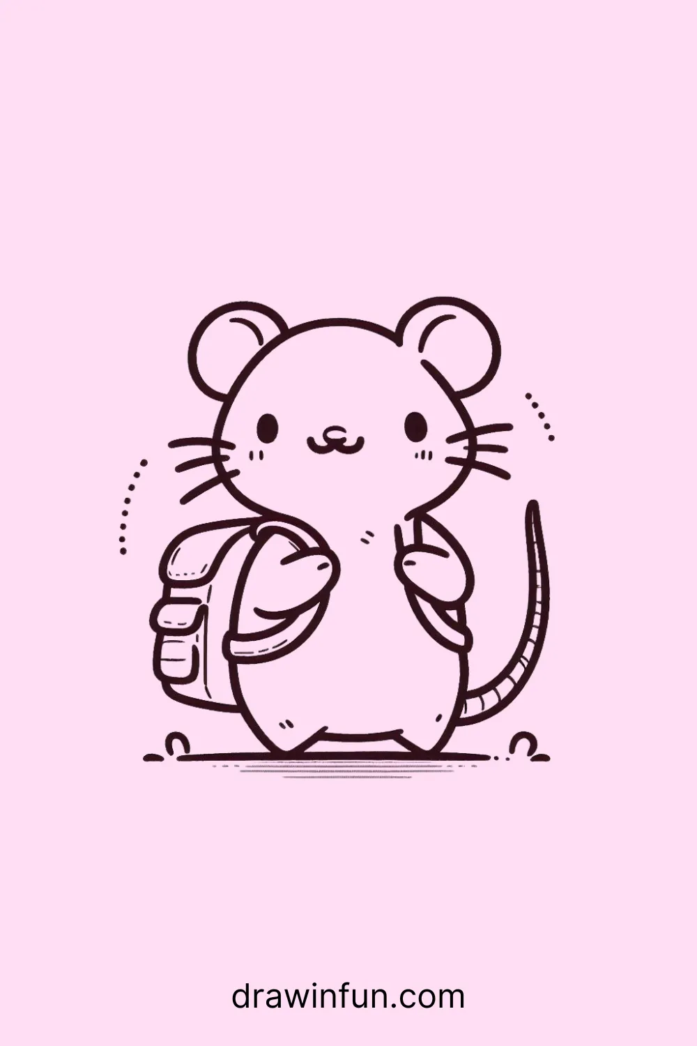 Rat carrying a backpack easy drawing