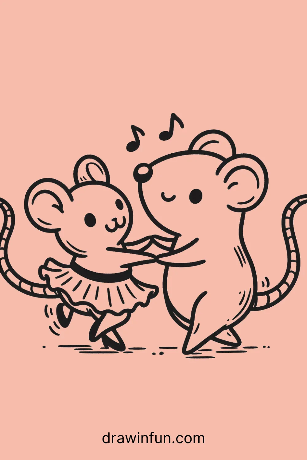 Rat dancing with a partner rat easy drawing