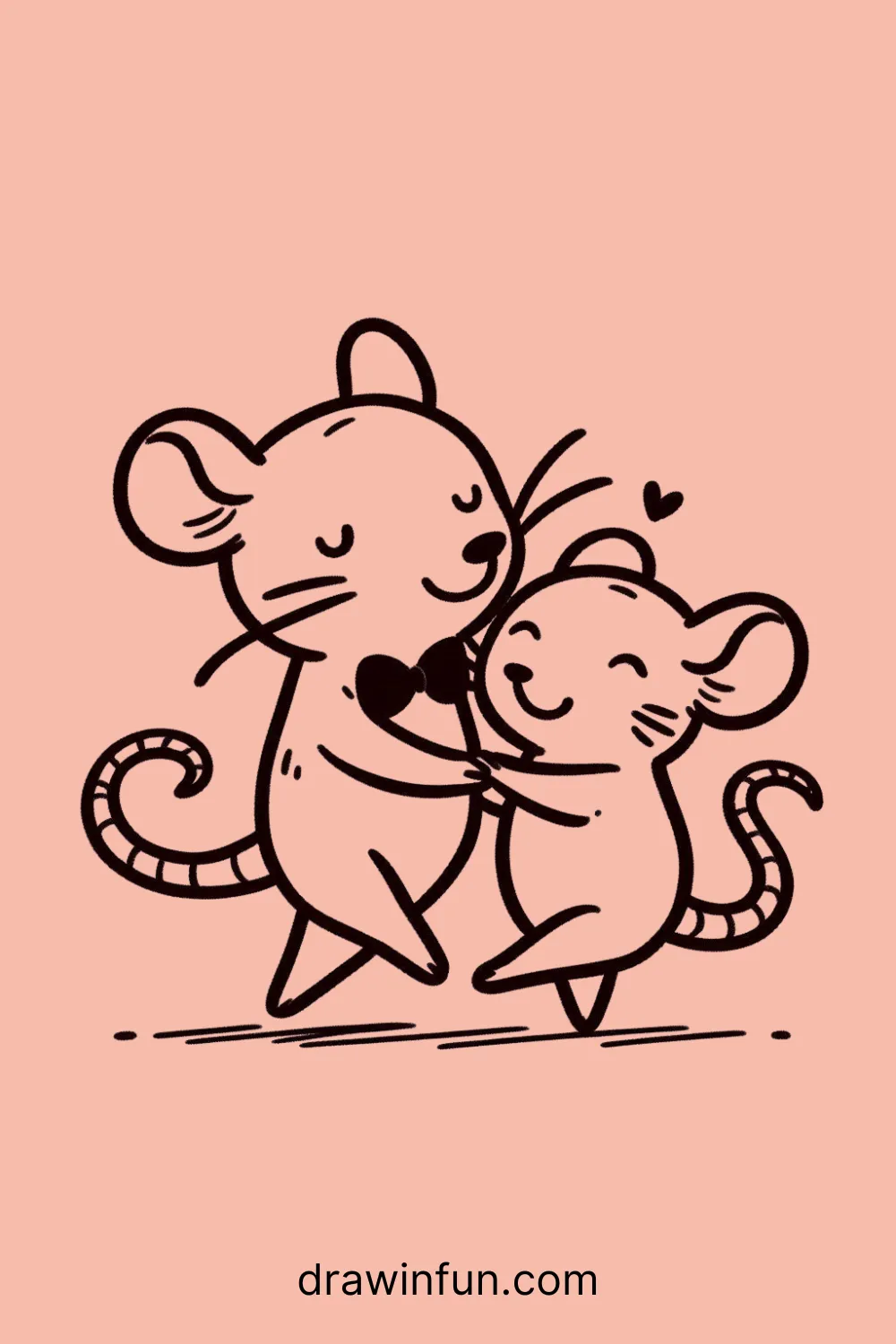 Rat dancing with a partner rat easy drawing