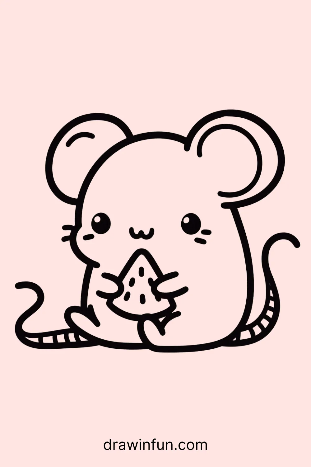 Rat eating a piece of fruit easy drawing