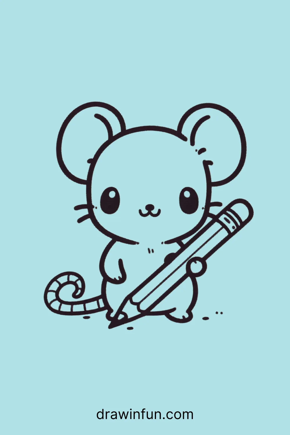 Rat holding a pencil easy drawing