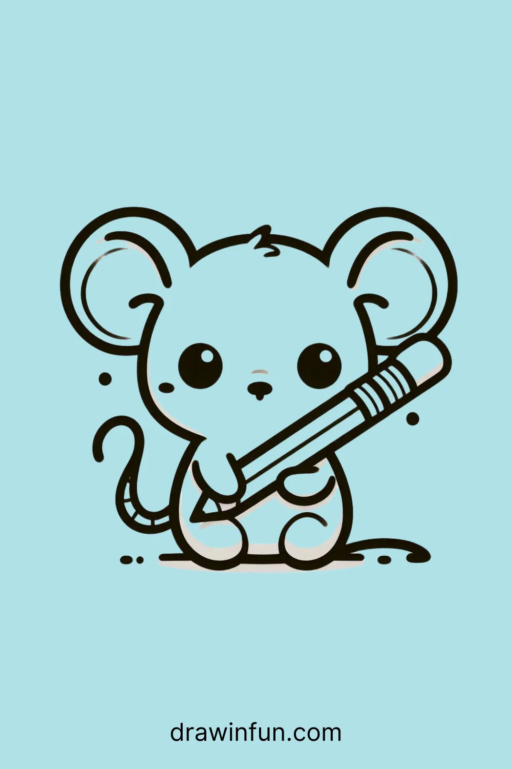 Rat holding a pencil easy drawing