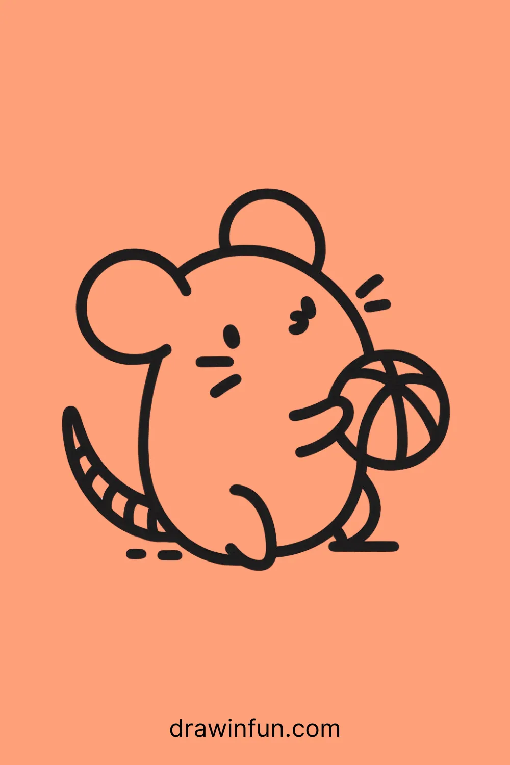 Rat playing with a ball easy drawing