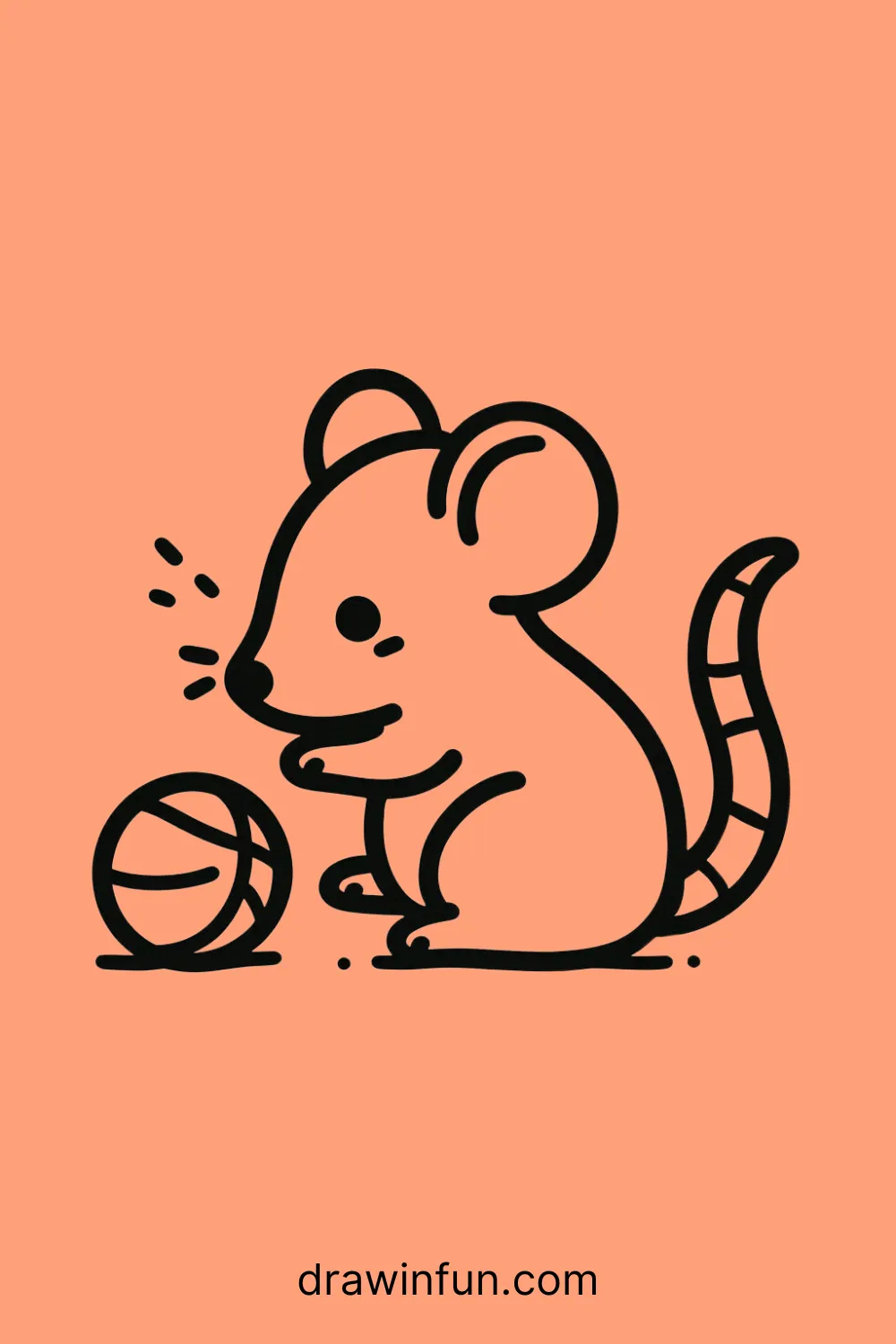 Rat playing with a ball easy drawing