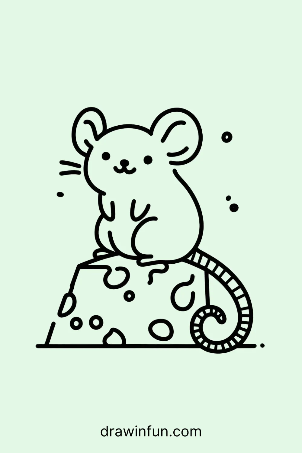 Rat sitting on a pile of cheese easy drawing