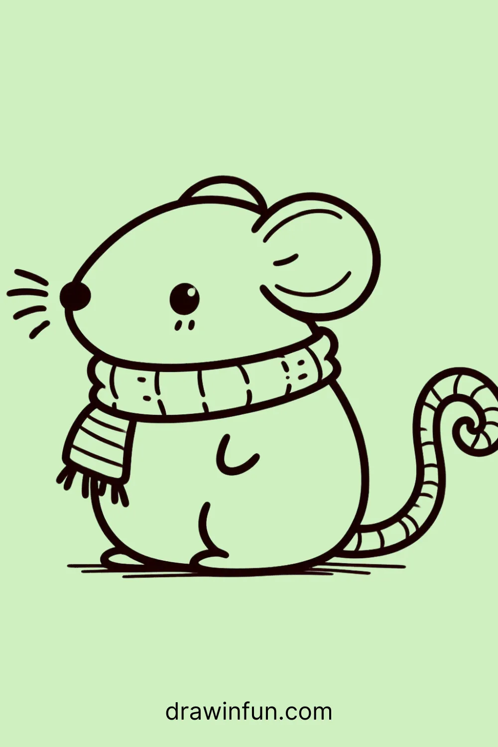 Rat wearing a scarf easy drawing