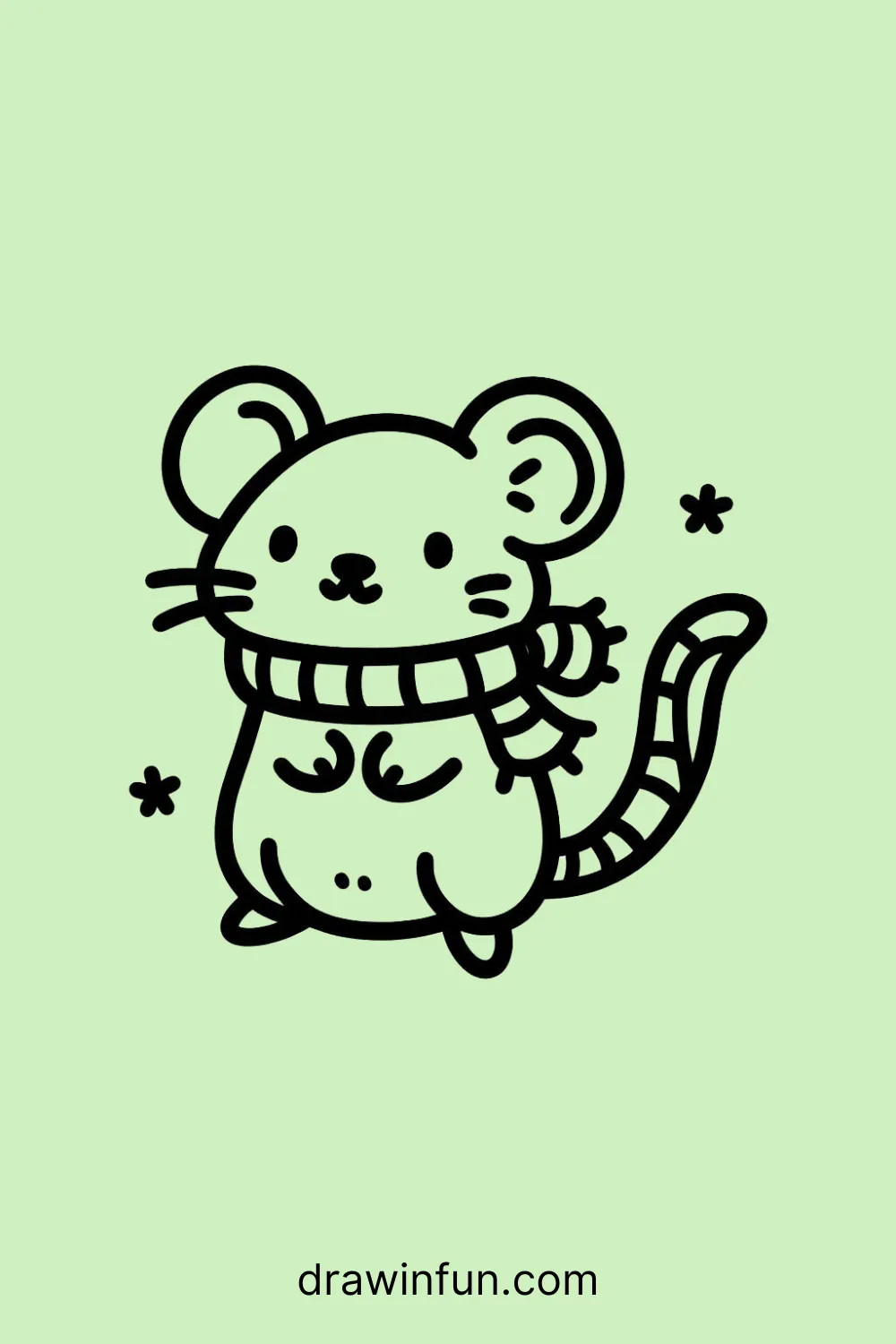 Rat wearing a scarf easy drawing