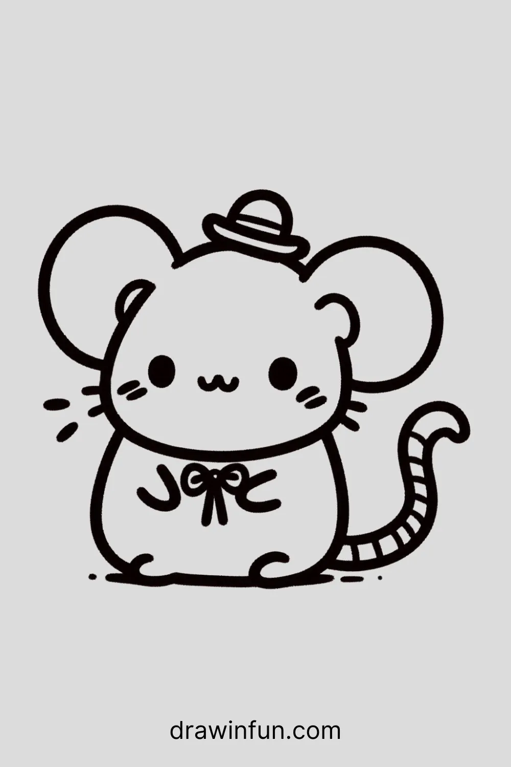 Rat wearing a tiny hat easy drawing