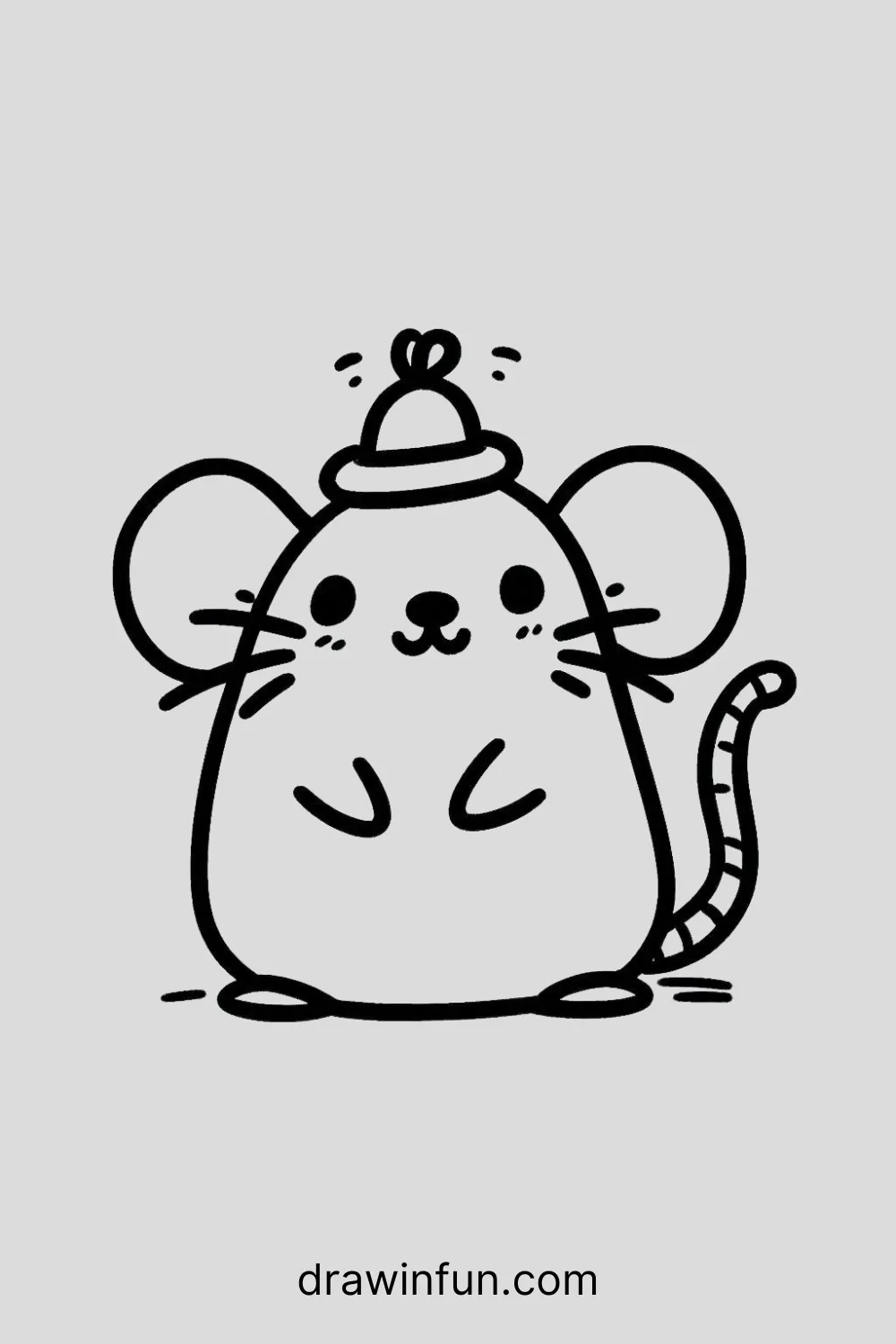 Rat wearing a tiny hat easy drawing