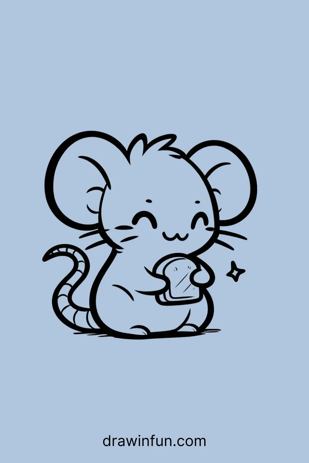 Rat holding a piece of bread easy drawing