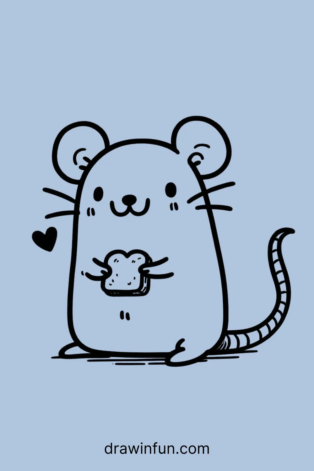 Rat holding a piece of bread easy drawing