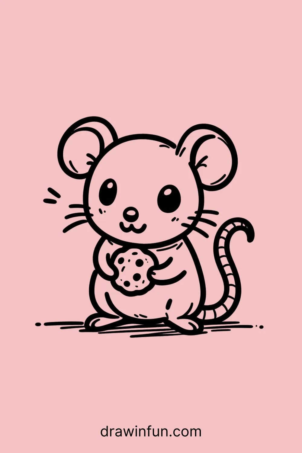 Rat holding a cookie easy drawing