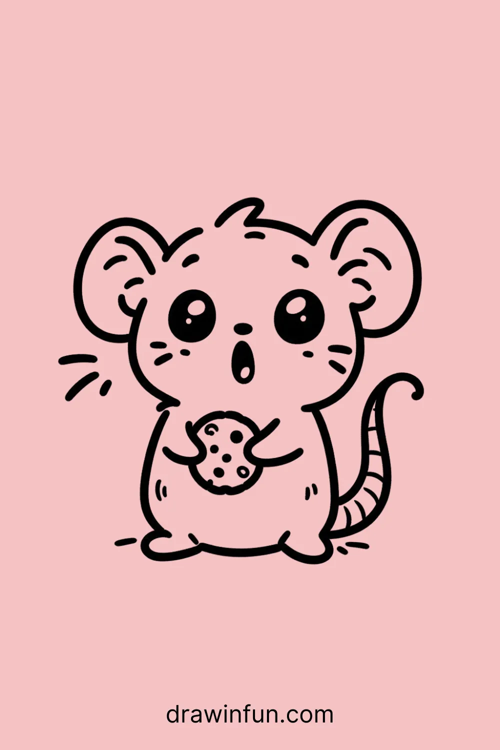 Rat holding a cookie easy drawing