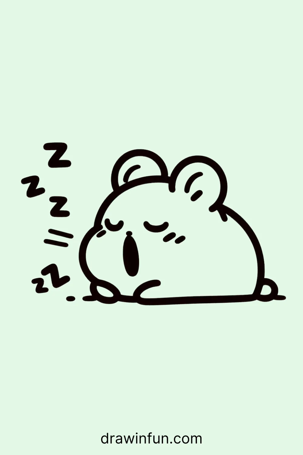 Sleepy hamster yawning easy drawing