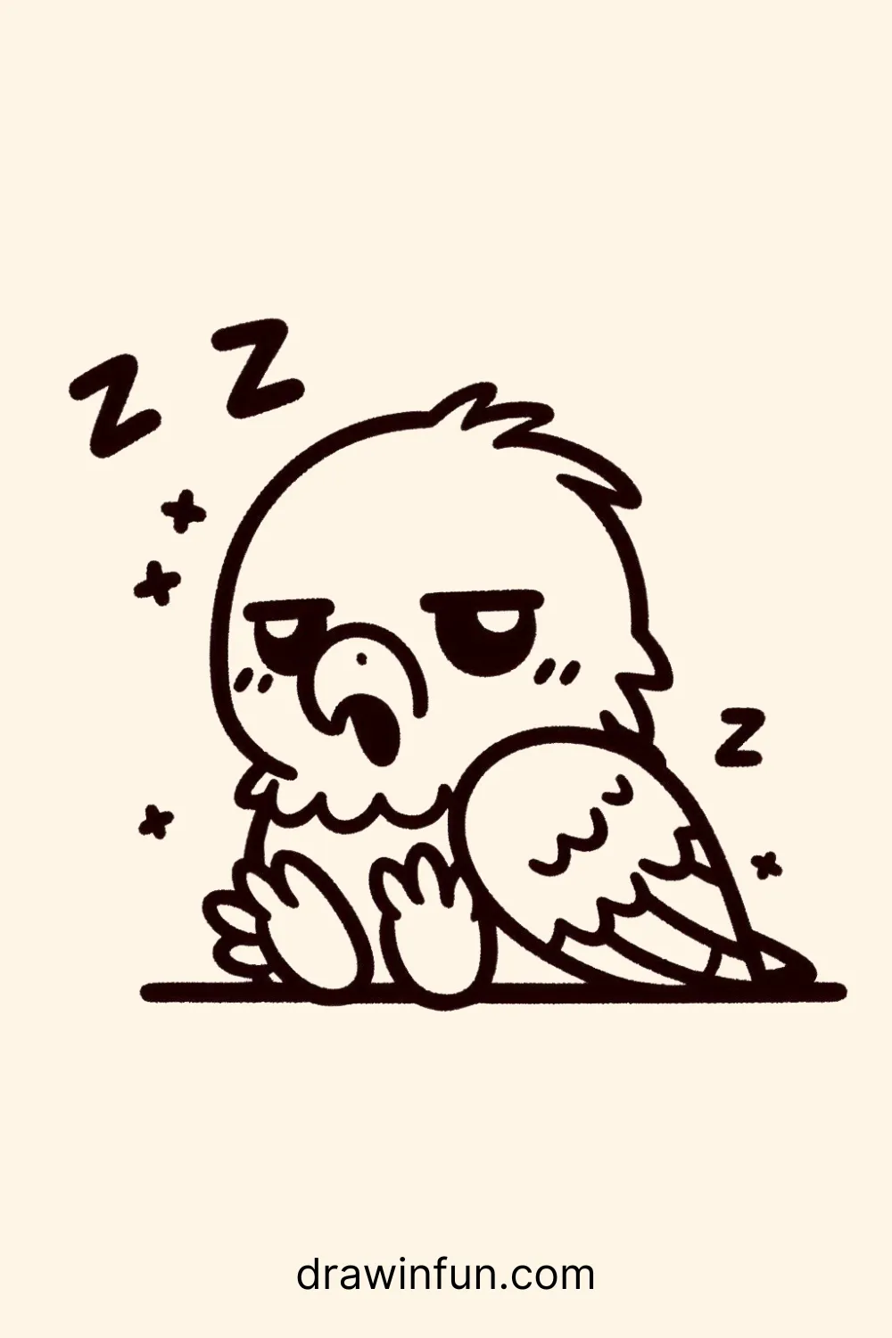 Sleepy hawk easy drawing