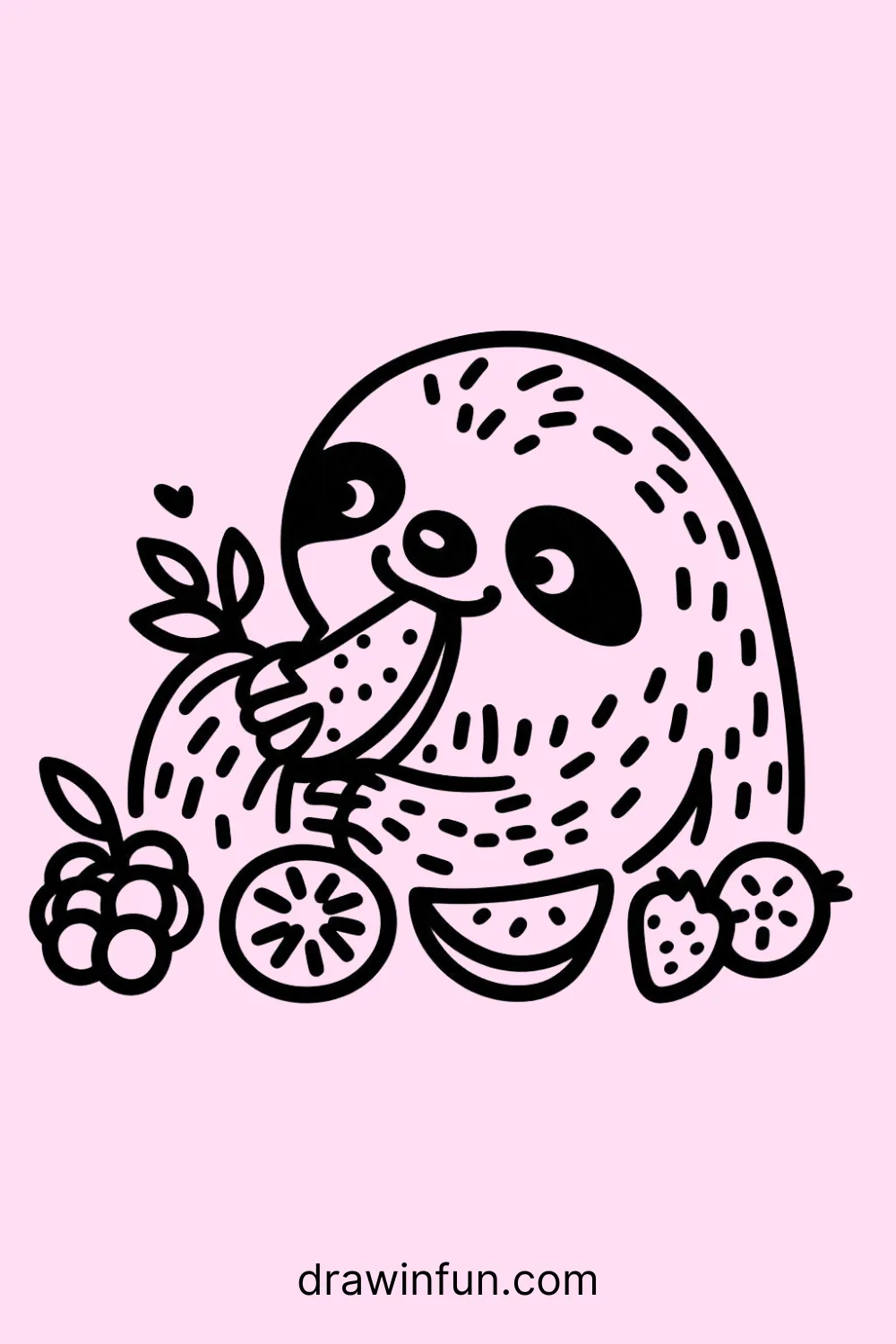 Sloth Eating Fruit easy drawing