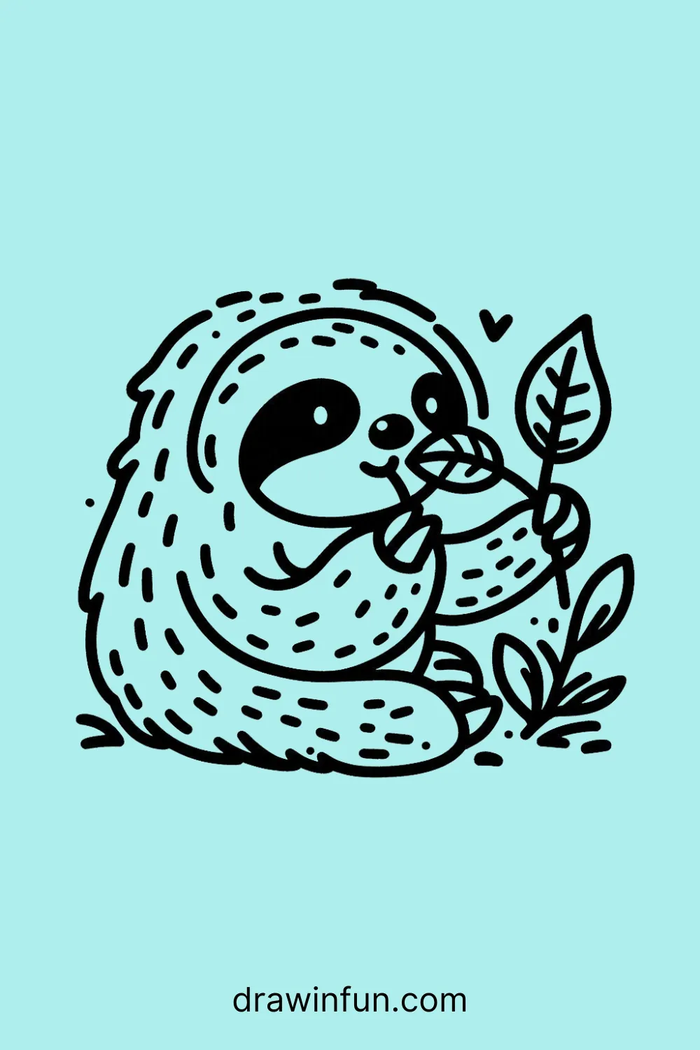 Sloth Eating a Leaf easy drawing