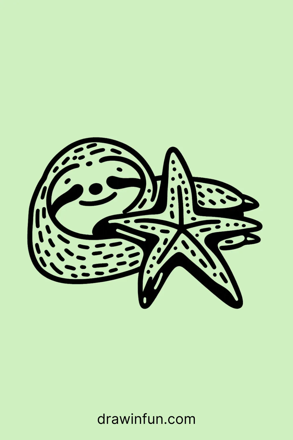 Sloth and a Starfish easy drawing