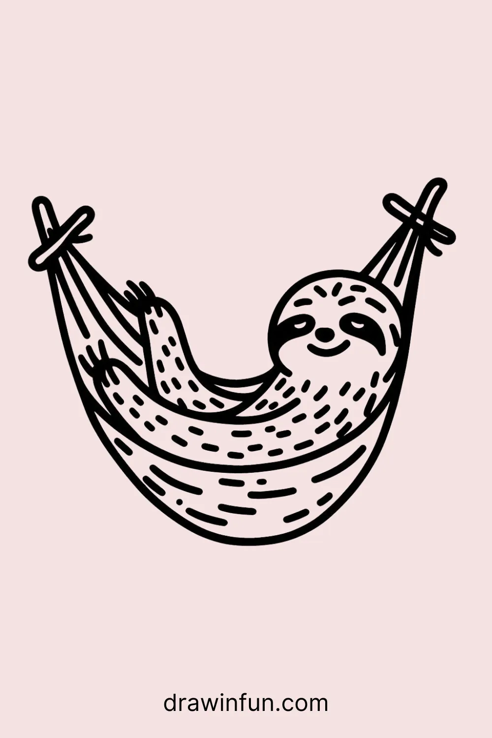 Sloth on a Hammock easy drawing