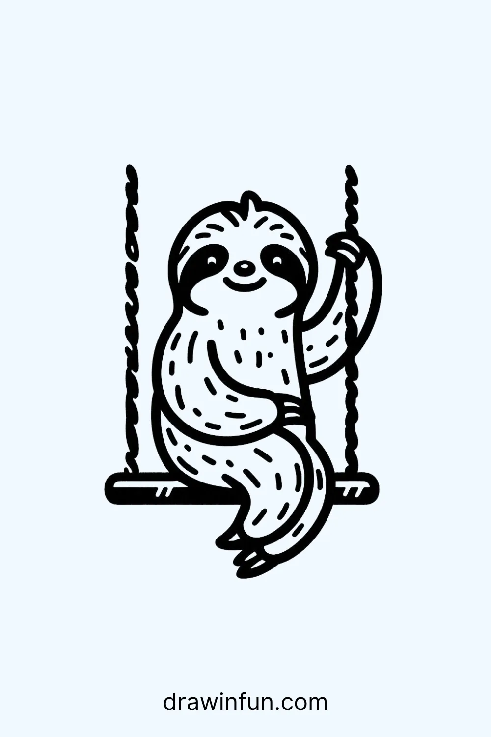 Sloth on a Swing easy drawing