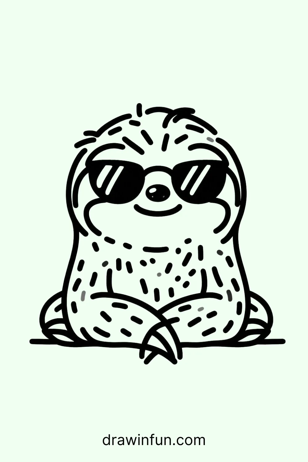 Sloth with Sunglasses easy drawing