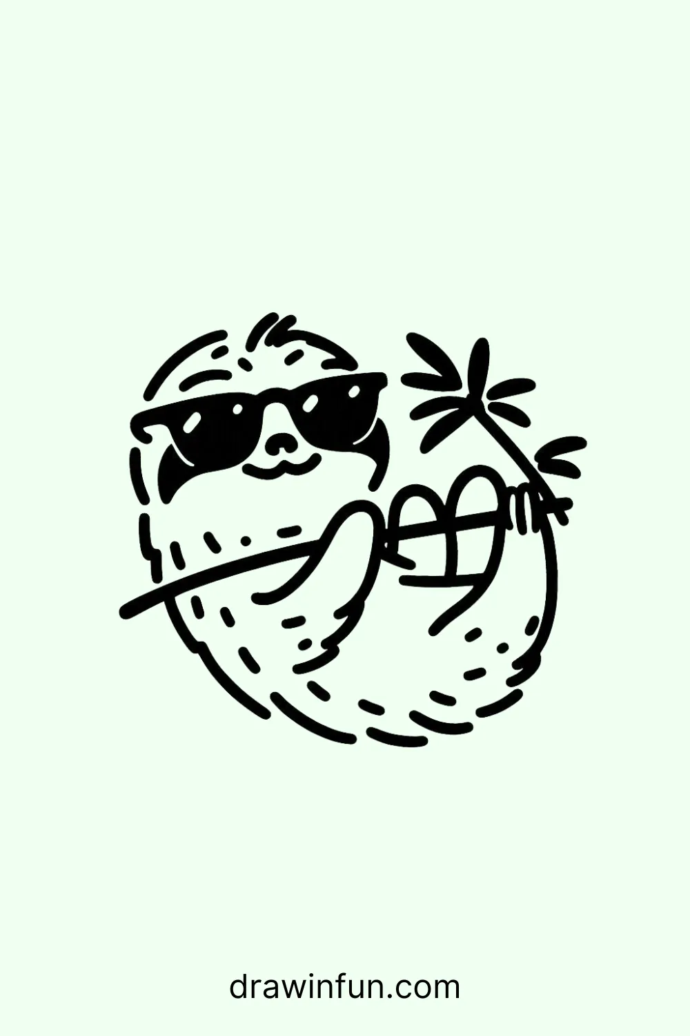 Sloth with Sunglasses easy drawing