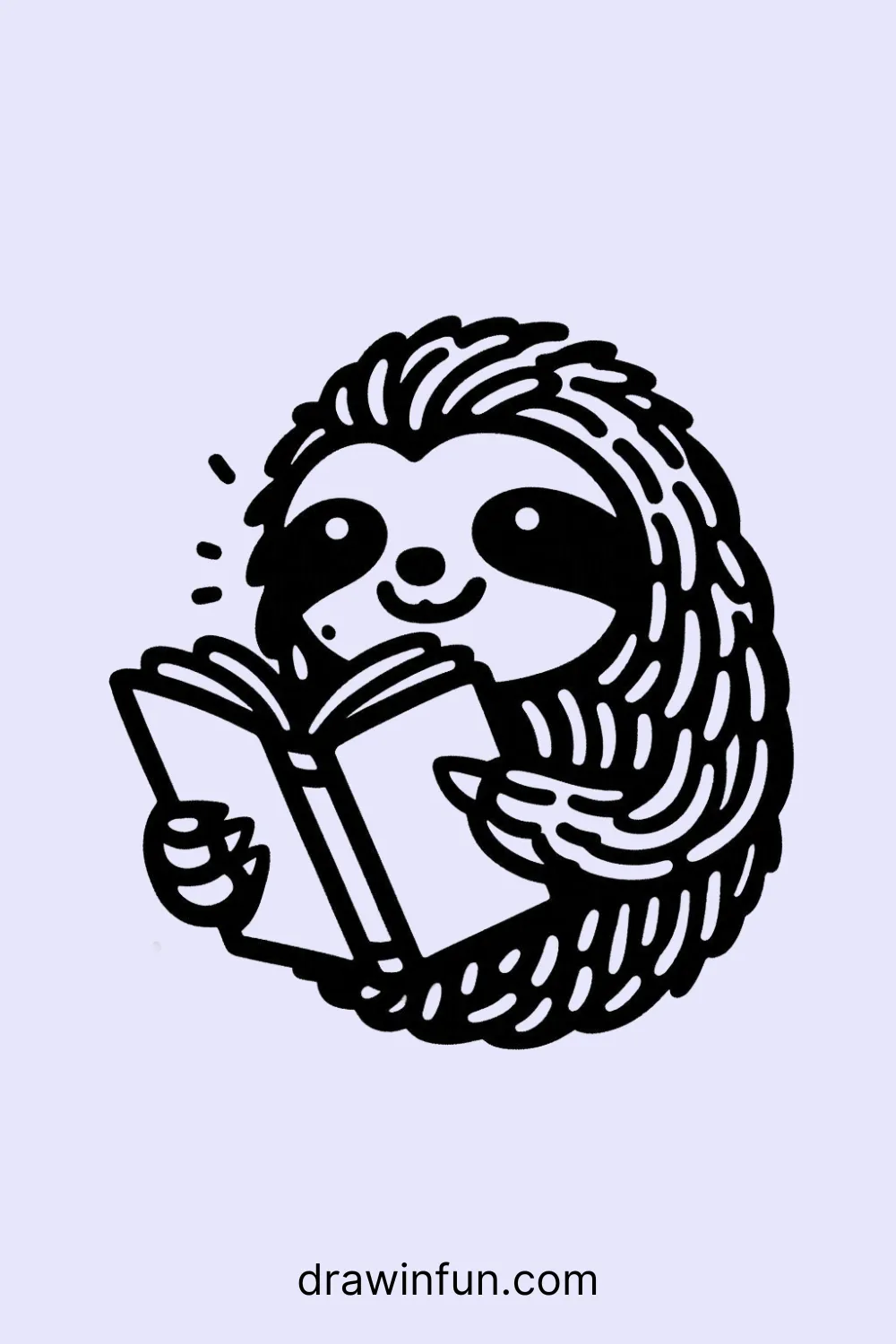 Sloth with a Book easy drawing