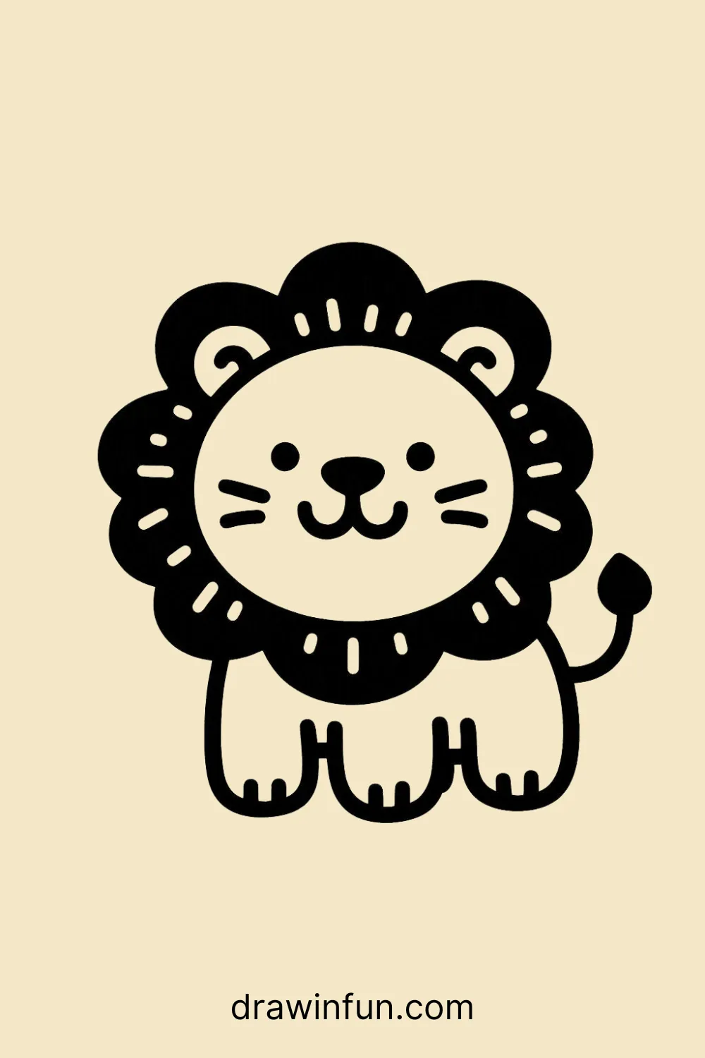 Smiling Lion easy drawing