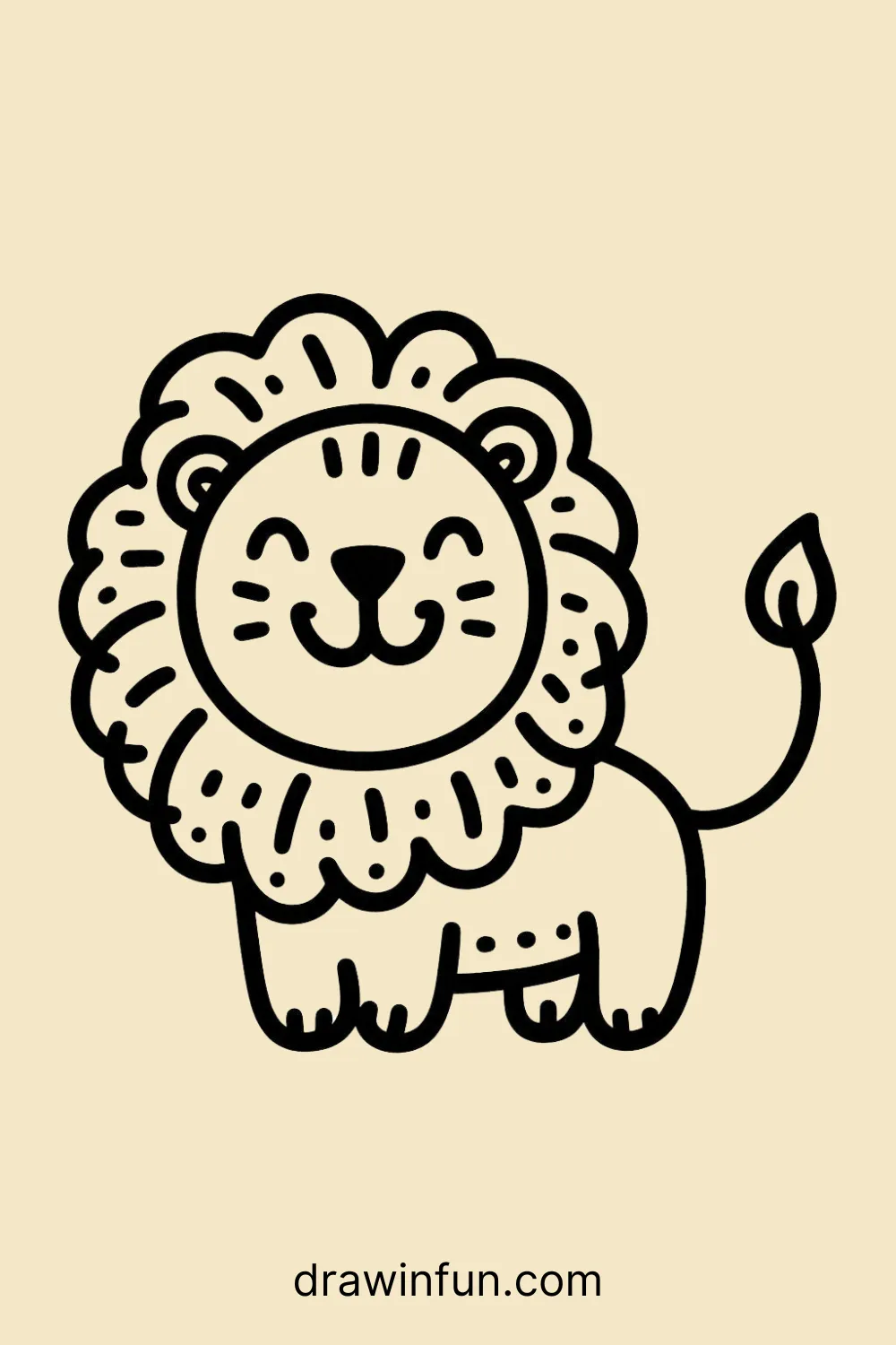 Smiling Lion easy drawing