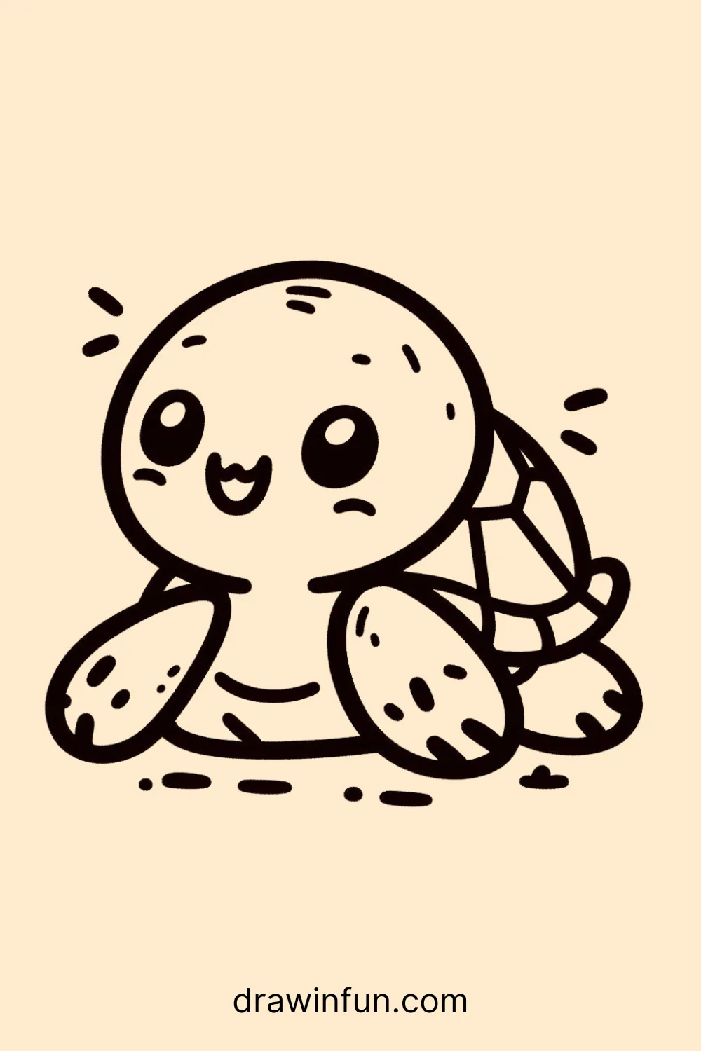 Smiling Tortoise easy drawing