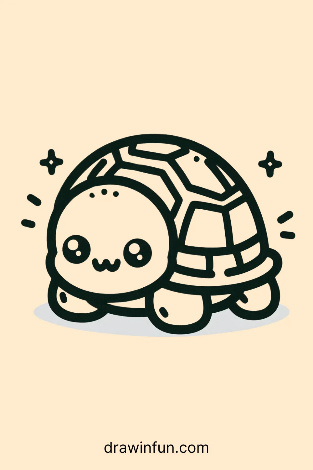 Smiling Tortoise easy drawing