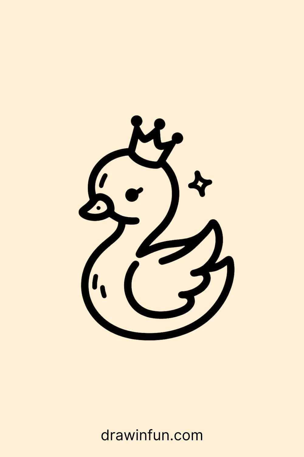 Swan with a crown easy drawing