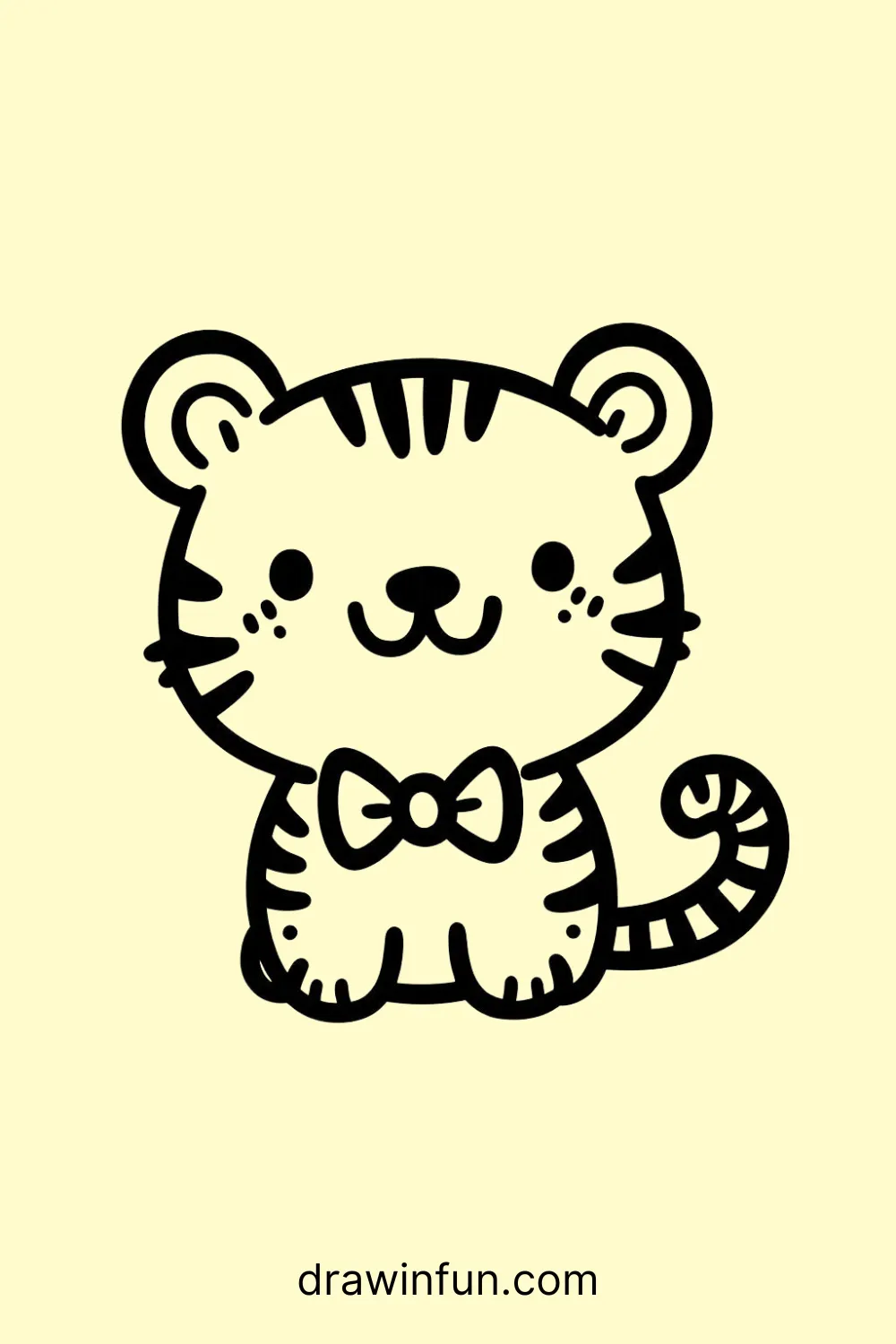 Tiger with a Bowtie easy drawing