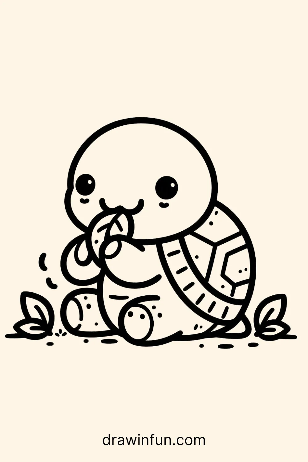 Tortoise Eating a Leaf easy drawing