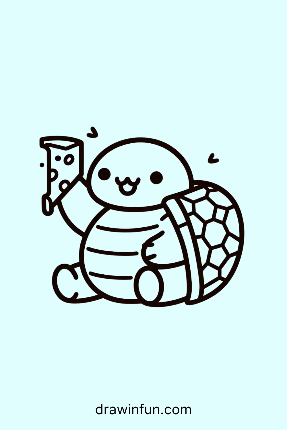 Tortoise with a Cheese Wedge easy drawing