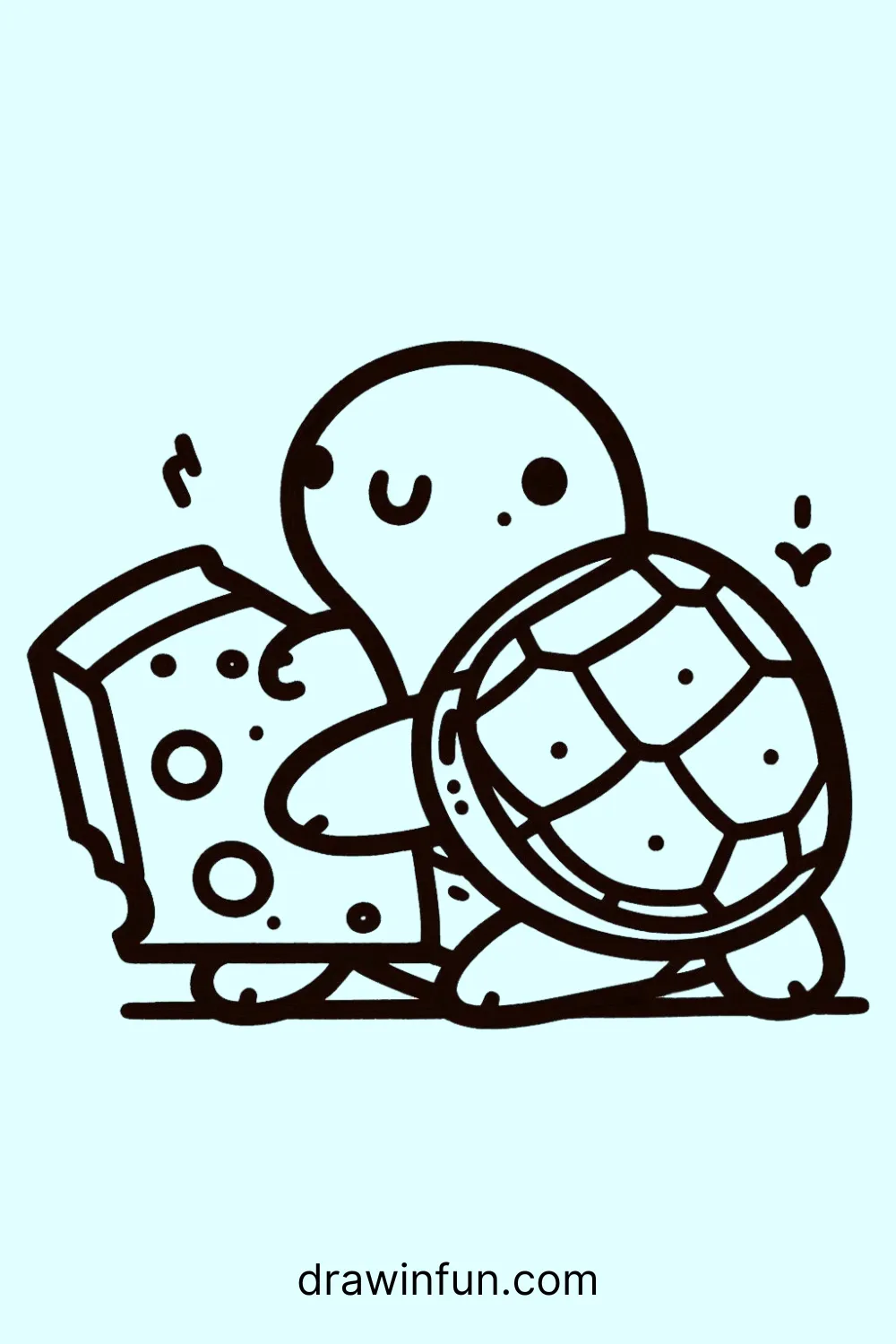 Tortoise with a Cheese Wedge easy drawing