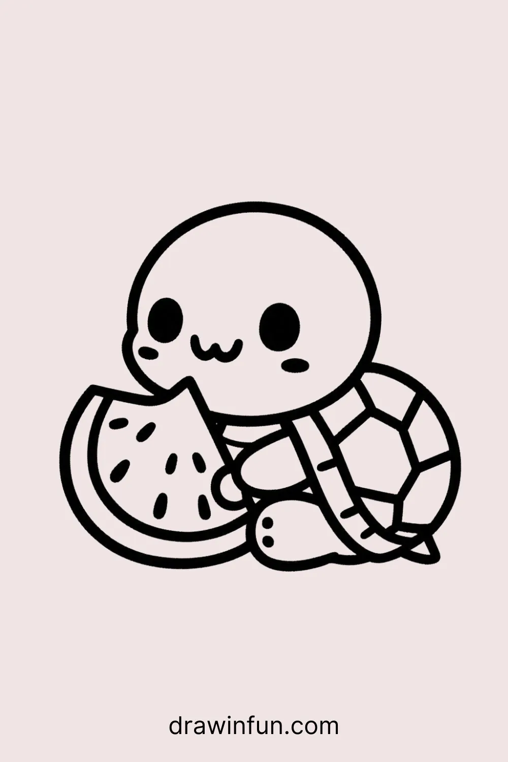 Tortoise enjoying a slice of watermelon easy drawing