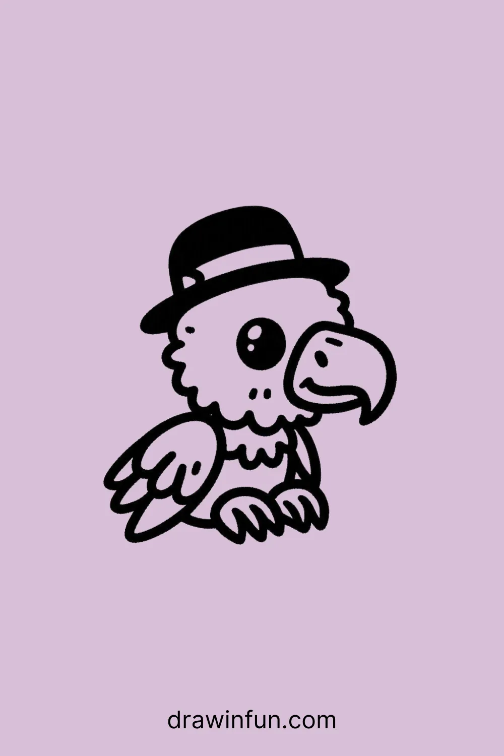 Vulture wearing a hat easy drawing