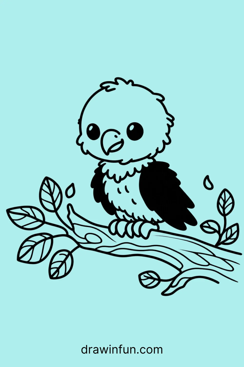 Vulture with a Tree Branch easy drawing