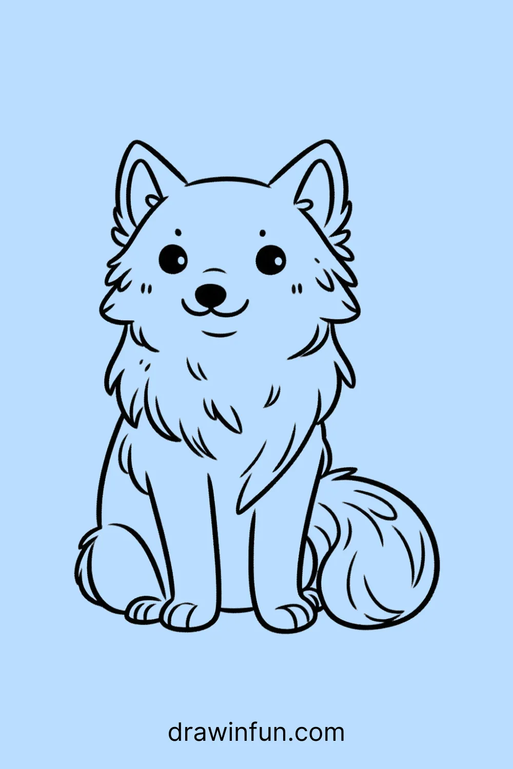 Wolf Sitting Calmly easy drawing