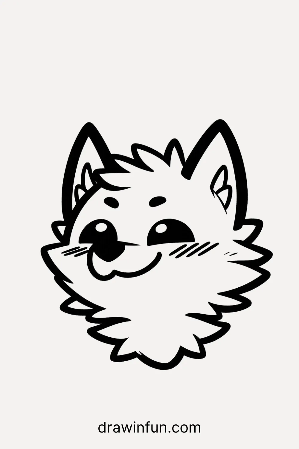 Wolf with a Mischievous Grin easy drawing