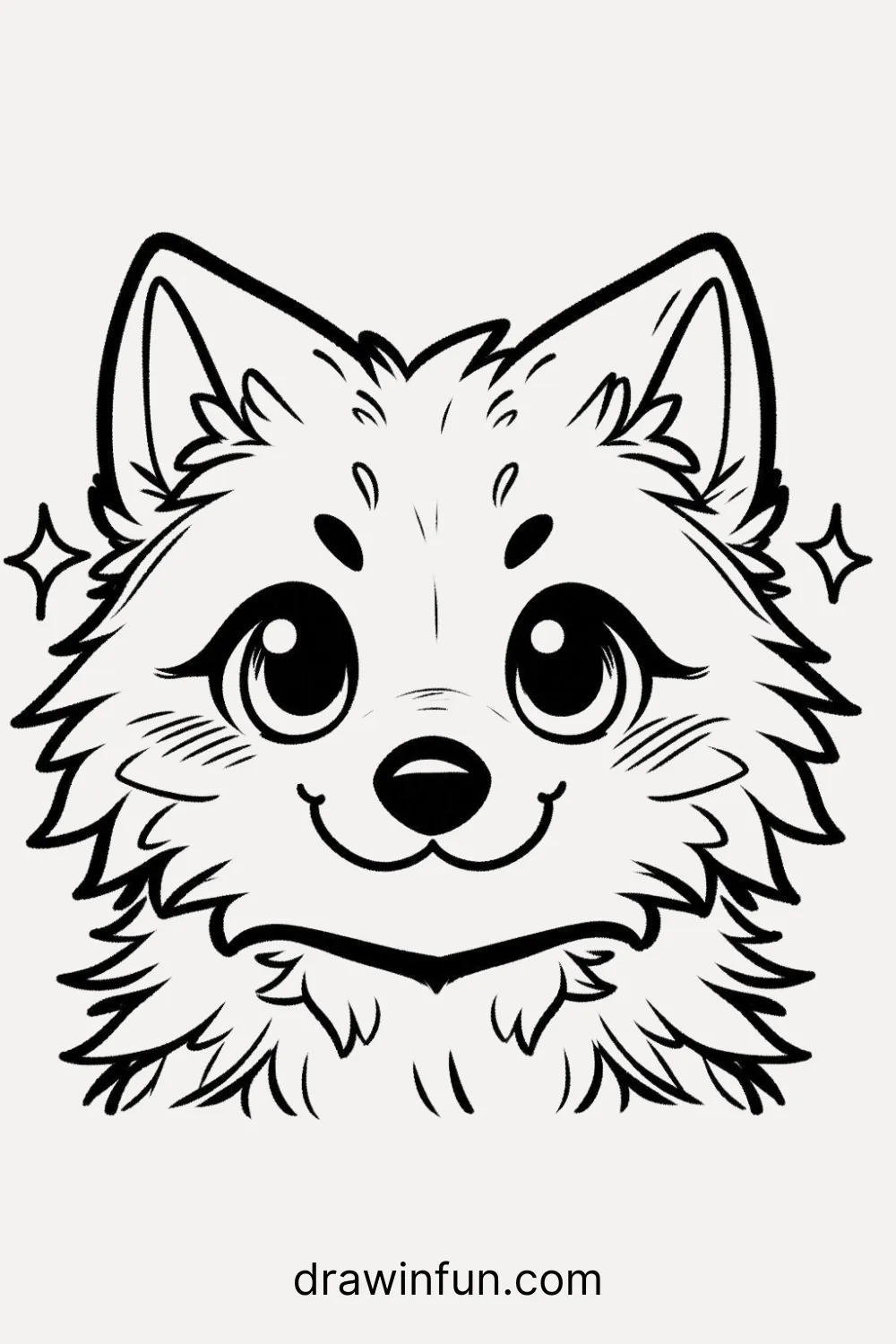 Wolf with a Mischievous Grin easy drawing